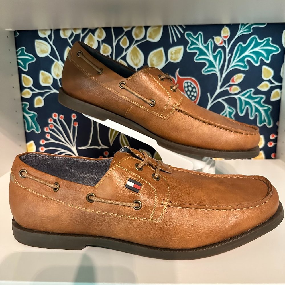 Tommy Hilfiger Size 12 M ALDEZ Tan Natural Mens Oxford Lace-up Deck Shoes